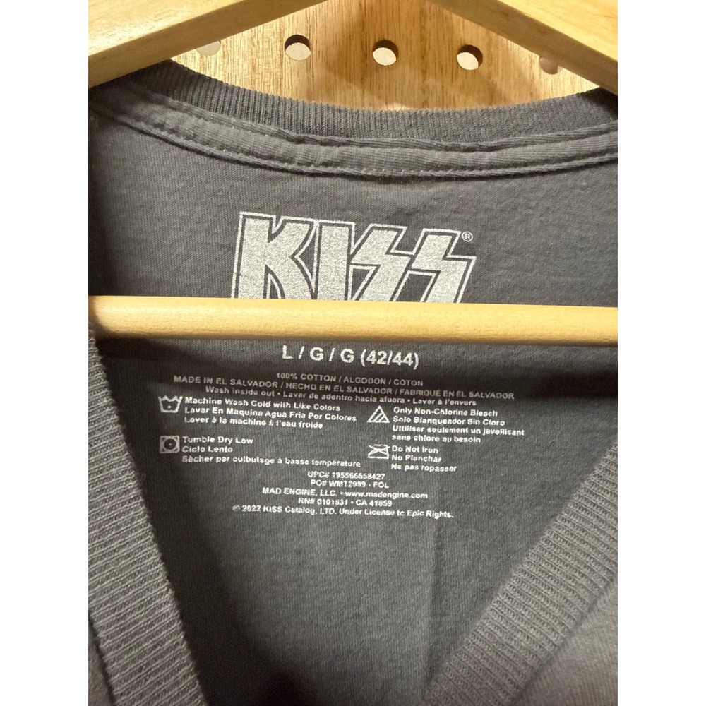 KISS Rock and Roll All Nite Graphic T-Shirt Large Charcoal Grey Band Tee - Picture 3 of 3